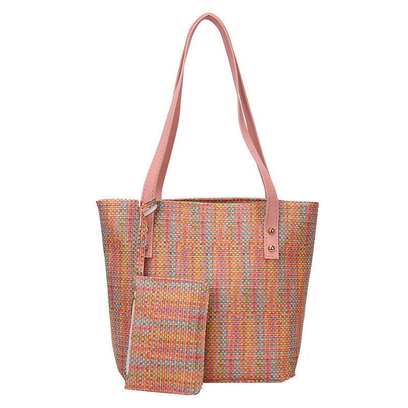 Wholesale Large Capacity Straw Shoulder Handbag